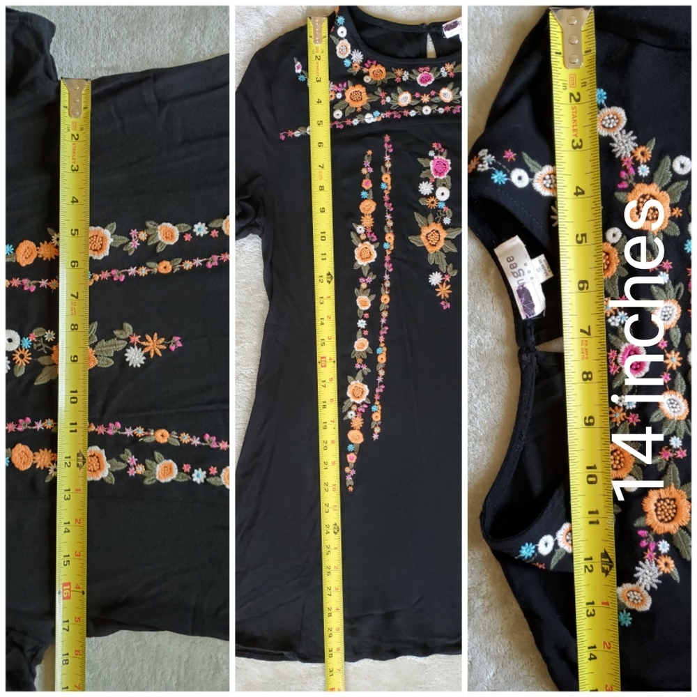 Umgee Floral‎ Embroidered A-line Tee Dress. - Picture 12 of 12